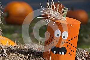 Wooden Halloween Pumpkin Head