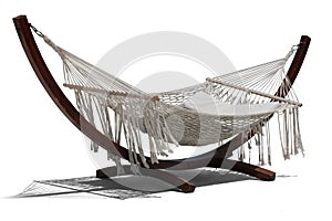 Wooden hammock on white back