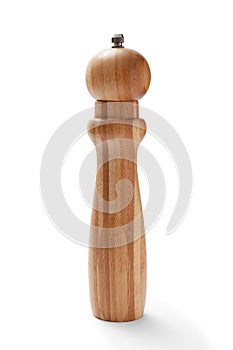 Wooden hand mill isolated on white background - Clipping path