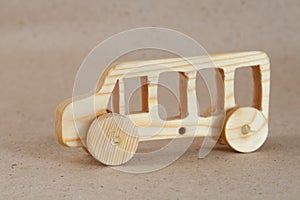 Wooden toy car bus