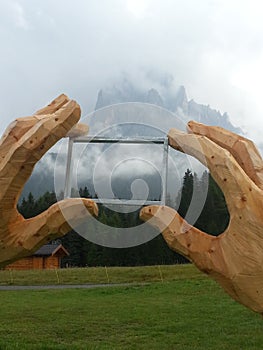 Wooden hands frame in Pana mountains photo