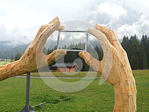 Wooden hands frame in Pana mountains photo