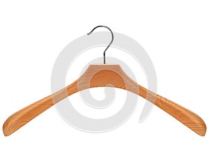Wooden Hanger Isolated on white. Realistic