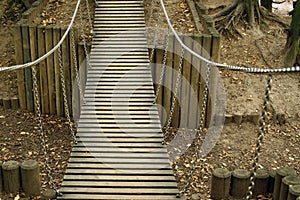 Wooden hanging bridge