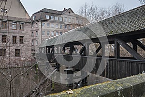 The wooden Hangman`s Bridge Henkersteg - Nuremberg