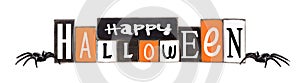 Wooden Happy Halloween sign isolated on white