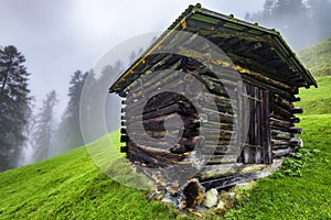 Wooden hayloft in the Stubai Alps