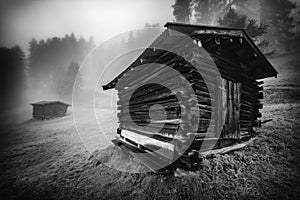 Wooden hayloft in the Stubai Alps