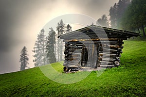 Wooden hayloft in the Stubai Alps