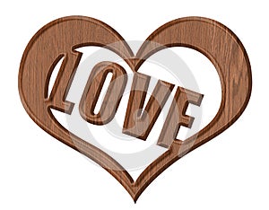 Wooden heart isolated