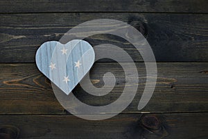 wooden heart with national flag of Federated States of Micronesia on the wooden background