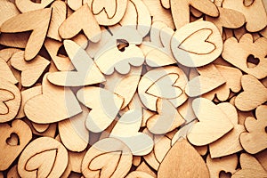 Wooden Heart Shape abstract background for love and romance concept