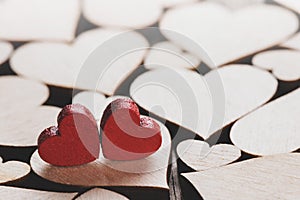 Wooden hearts background