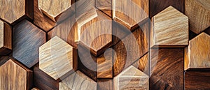 Wooden hexagon pattern on a wall