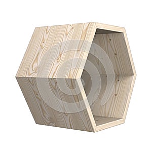 Wooden shelves in the shape of a honeycomb photo