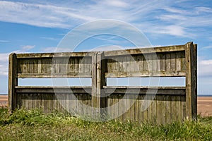 A wooden hide for watching birds Leasowe Wirral June 2019