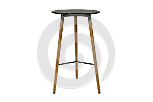 wooden, high round chair on a white background.