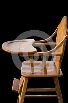 Wooden highchair black background