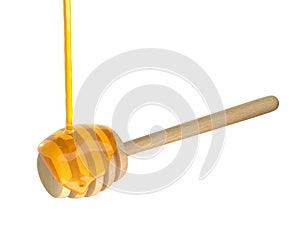 Wooden Honey dipper 3D illustration on white background. 3D rendering illustrations