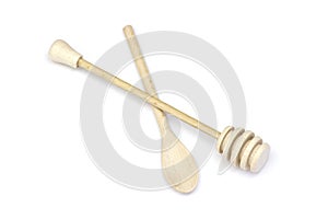 Wooden honey dipper and spoon