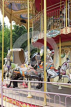 Wooden horses on french carousel