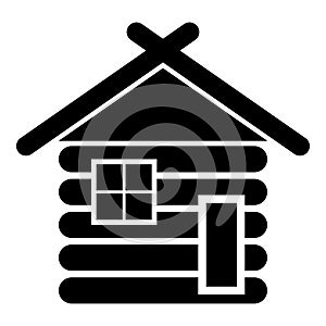 Wooden house Barn with wood Modular log cabins Wood cabin modular homes icon black color vector illustration flat style image