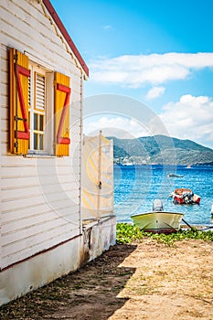 Wooden house on the beach in Guadeloupe.