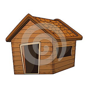 Wooden house cartoon vector design isolated on white