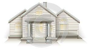 Wooden House Cottage layout vector House with front door columns and stairs