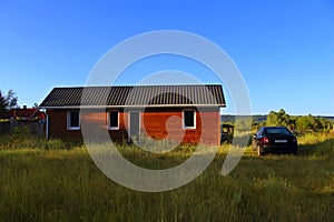 Wooden house in countryside.