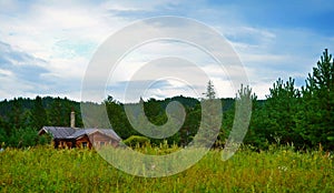 A wooden house in forest