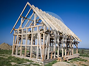 Wooden house frame