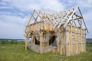 Wooden house frame