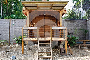 wooden house front view