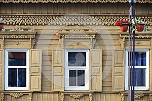 Wooden house in the historical Irkutsk Sloboda - 130 Quarter, Russian Federation.