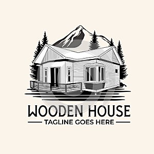 wooden house illustrasion designs vector