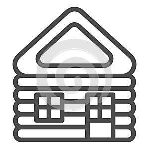 Wooden house line icon. Log cabin vector illustration isolated on white. Home outline style design, designed for web and