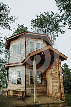 Wooden house in the middle of the jungle