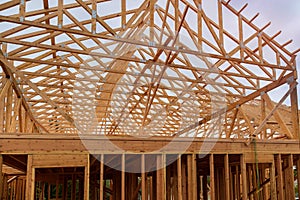 Wooden house roof residential construction home framing