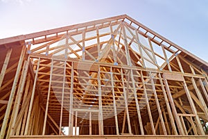 Wooden house roof residential construction home framing