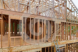 Wooden house roof residential construction home framing