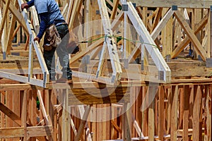 Wooden house roof residential construction home framing