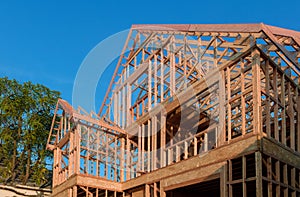 Wooden house roof residential construction home framing