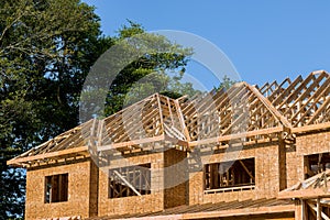 Wooden house roof residential construction home framing