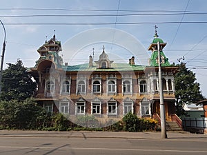 Wooden house Rybinsk landscape in the Russian province