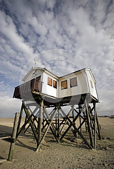 Wooden house on stilts