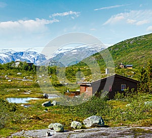 Wooden house in summer mountain (Norway