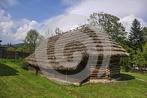 Wooden house with thatch