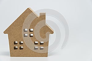 Wooden house toy with white background