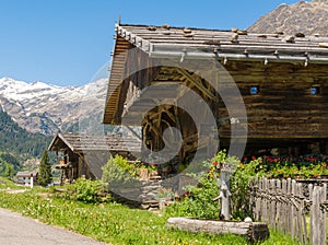 Wooden house typical in a alps village on Ridnaun Valley/Ridanna Valley - Racines country - near Sterzing/Vipiteno, South Tyrol, n